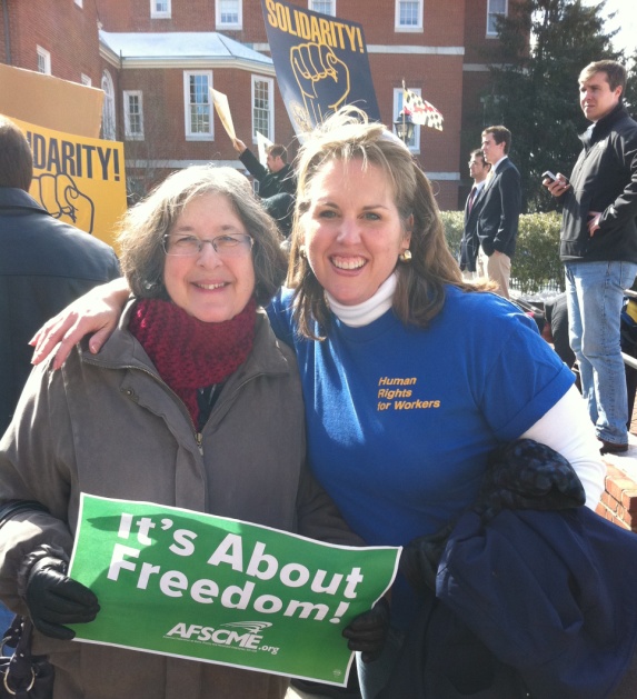 Susan Tannebaum (Maryland Legal Aid Bureau) and Pam Smith (Regional Organizer) at rally